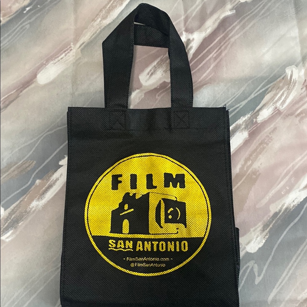 Black San Antonio small reusable cloth tote 10 x 8x 4.